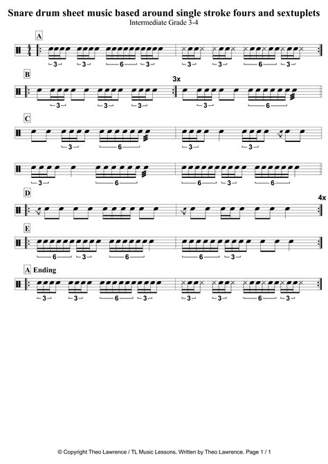 easy snare drum sheet music|More.